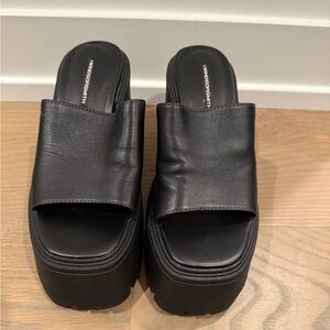 SMITH Black Women's Platform Mules New